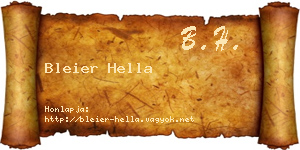 Bleier Hella névjegykártya